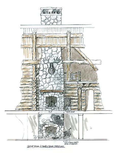 Stone Fireplace Rendering